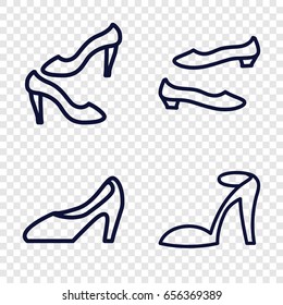 Heel icons set. set of 4 heel outline icons such as heel sandals, shoe