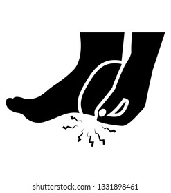 Heel pain glyph icon design 