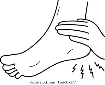 Heel Pain. Vector Outline Icon.