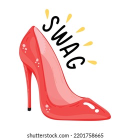 Icono de pegatina plana de zapatos de tacón, diseño editable 