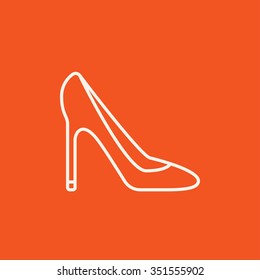 Heel shoe line icon for web, mobile and infographics. Vector white icon isolated on red background.