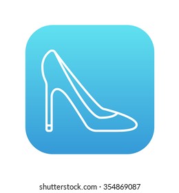 Heel shoe line icon for web, mobile and infographics. Vector white icon on the blue gradient square with rounded corners isolated on white background.