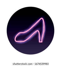 heel shoe neon light style icon vector illustration design