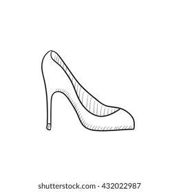Heel shoe vector sketch icon isolated on background. Hand drawn Heel shoe icon. Heel shoe sketch icon for infographic, website or app.