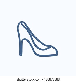 Heel shoe vector sketch icon isolated on background. Hand drawn Heel shoe icon. Heel shoe sketch icon for infographic, website or app.