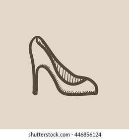 Heel shoe vector sketch icon isolated on background. Hand drawn Heel shoe icon. Heel shoe sketch icon for infographic, website or app.