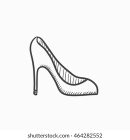 Heel shoe vector sketch icon isolated on background. Hand drawn Heel shoe icon. Heel shoe sketch icon for infographic, website or app.