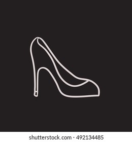 Heel shoe vector sketch icon isolated on background. Hand drawn Heel shoe icon. Heel shoe sketch icon for infographic, website or app.