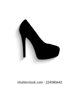  heel shoes - black vector icon with shadow