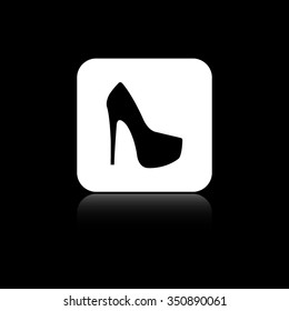 heel shoes - black vector icon on the white button