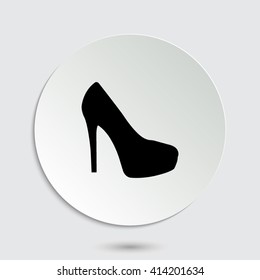 heel shoes - black vector  icon with shadow