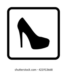 heel shoes  - black vector icon