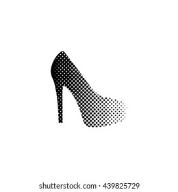 heel shoes - black vector icon;  halftone illustration