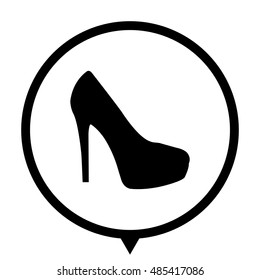 heel shoes - black vector  icon; map pointer