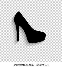 heel shoes - black vector  icon with shadow