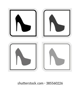 heel shoes  - grayscale vector icon