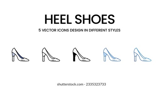 Heel Shoes Icon Design in Five style with Editable Stroke. Line, Solid, Flat Line, Duo Tone Color, and Color Gradient Line. Suitable for Web Page, Mobile App, UI, UX and GUI design.