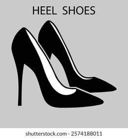 a heel shoes silhoutte vector illustration ,  and stylish high-heel shoe silhouette vector, featuring a sharp toe, slender heel, and smooth curves, symbolizing sophistication and modern fashion.