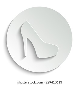  heel shoes   - vector icon with shadow on a round button
