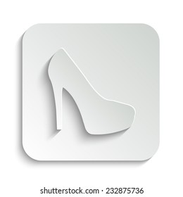  heel shoes   - vector icon with shadow on a grey button