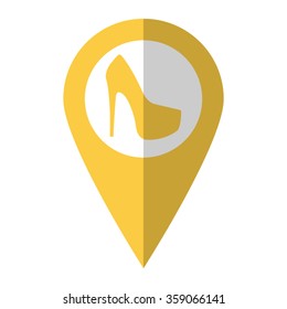 heel shoes - vector icon;  yellow map pointer