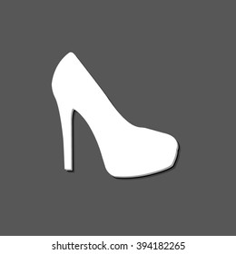 heel shoes - white vector  icon with shadow