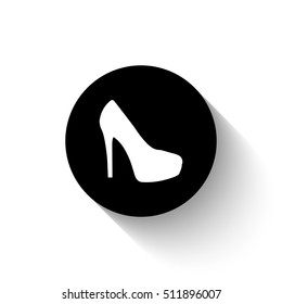 heel shoes - white vector  icon with shadow