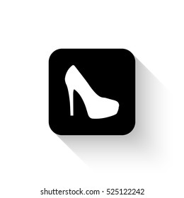 heel shoes - white vector  icon with shadow