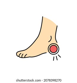 Heel spur color line icon. Human diseases. Pictogram for web page, mobile app, promo.