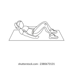 Heel taps exercise Line Drawing isolated on copy space white background, Heel touch exercise editable vector illustration, Continuous one line drawing, work out outline clip art of heel tap workout