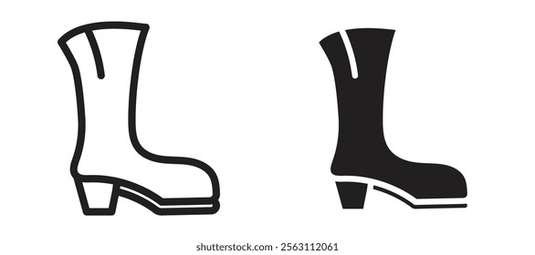 Heeled Boot icons in black line and filled versions