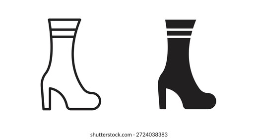 Heeled Boot icons, Line vector. solid symbol set
