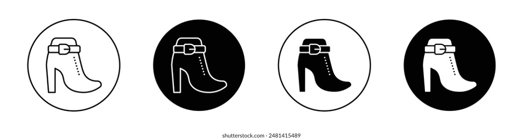 Heeled Boot outlined icon vector collection.