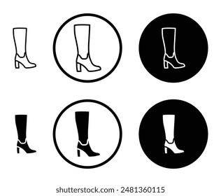 Heeled Boot thin line vector icon set.