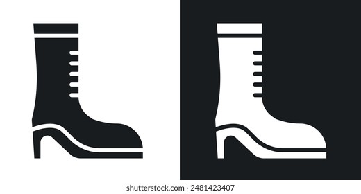 Heeled Boot vector icon set in black color.