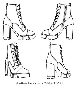 Heeled boots vector illustration, isolated on a white background.