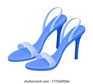 Heeled Open Toe Shoes or Peep-toes with Latchets Vector Illustration