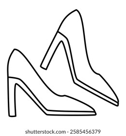 Heeled pumps. Basic shoe model. Flat line vector illustration eps10