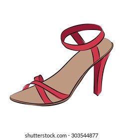 
Heeled Sandal Hand Drawn Vector Icon
