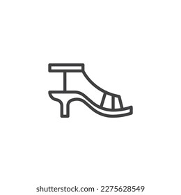 Heeled sandals line icon. linear style sign for mobile concept and web design. Women's sandals outline vector icon. Symbol, logo illustration. Vector graphics