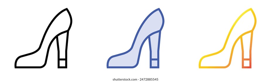 heels icon. Linear, Blue Fill and Gradient Style Design Isolated On White Background