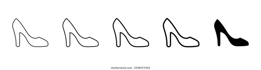 heels icon Simple thin line logo set