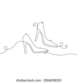 Un solo plano de línea de tacones aislados sobre fondo blanco. Hermosa ilustración vectorial de diseño de dibujos a mano para afiches, arte de pared, bolso de tote, estuche móvil, impresión de camisetas