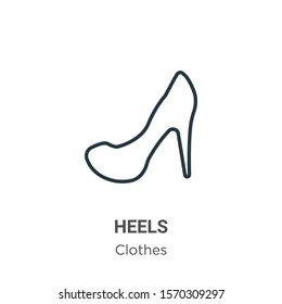 Heels outline vector icon. Thin line black heels icon, flat vector simple element illustration from editable clothes concept isolated on white background