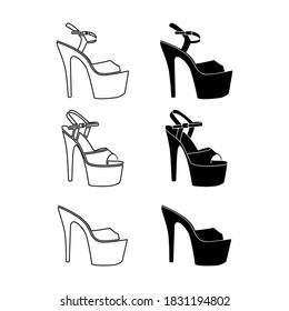 Heels pole exotic silhouette illustration.  Vector cut files cartoon doodle art