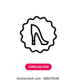 Heels vector icon, The outlined symbol of shoes on heels in wavy circle. Simple, modern flat vector illustration for mobile app, website or desktop app  