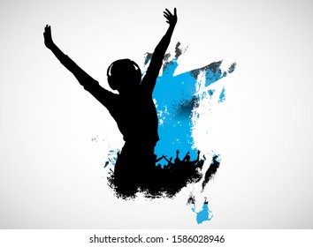 heering crowd at the concert - vector illustration