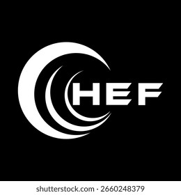 Diseño de carta HEF. Diseño de logotipo de tecnología de letras HEF sobre fondo negro. HEF Diseño de logotipo de monograma para un emprendedor y negocio	