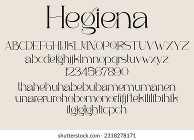 Hegiena is alphabet modern serif font