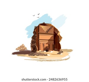 Hegra, an Ancient City in Saudi Arabia Untouched for Millennia. Illustration